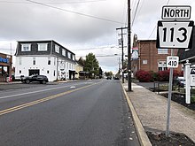 PA 113 in Souderton 2022-10-25 14 33 49 View north along Pennsylvania State Route 113 (Broad Street) just north of Front Street in Souderton, Montgomery County, Pennsylvania.jpg