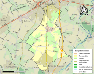 Barevná mapa znázorňující využití půdy.