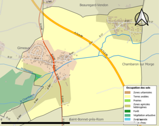 Kolorowa mapa przedstawiająca zagospodarowanie terenu.