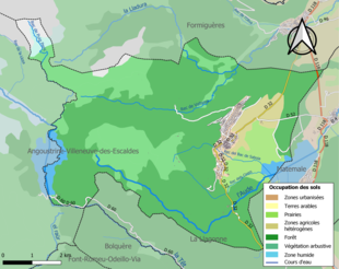 Barevná mapa znázorňující využití půdy.