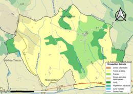 Barevná mapa znázorňující využití půdy.