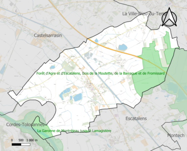 Carte des ZNIEFF de type 1 sur la commune.