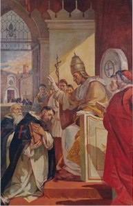 Afresco na Igreja de San Tommaso in Formis, Roma, do monge Jean de Matha recebendo de Inocêncio a aprovação da Ordem da Santíssima Trindade. Nela Inocêncio é anacronicamente retratado como um papa renascentista.