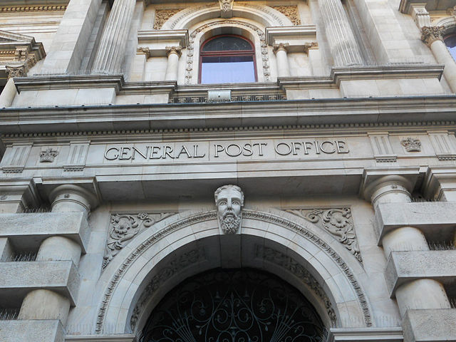 Architectural detail of the former Adelaide General Post Office on King William Street