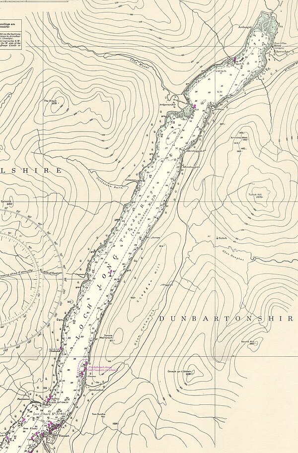 1968 Admiralty chart showing the Loch Long torpedo range