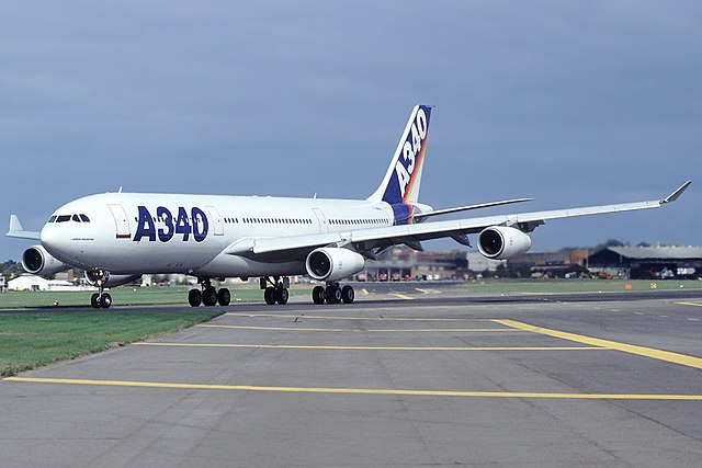 An A340-200 demonstrator at the 1992 Farnborough Air Show