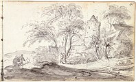 p195 - Unknown contributor - Drawing - Landscape with castle