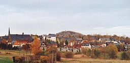 This image shows Altenberg and the Geisingberg (824 m) in the Ore Mountains in Saxony, Germany.