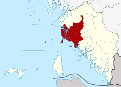 Mapa de Satun, Tailandia, con La-ngu