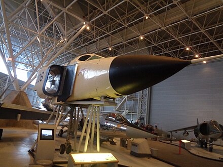 Arrow nose section on display at the Canada Aviation and Space Museum.