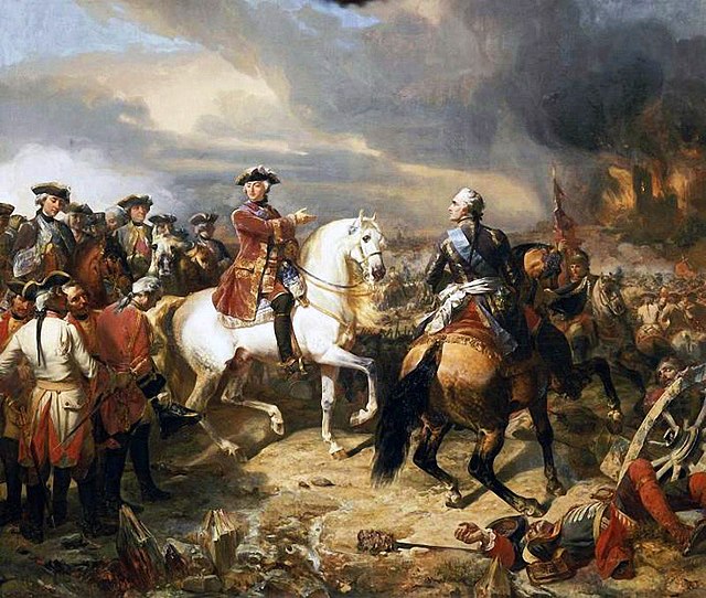 Battle of Lawfeld, 2 July 1747: Louis XV pointing out the village of Lawfeld to Maurice