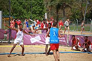 Deutsch: Beachhandball bei den Olympischen Jugendspielen 2018; Tag 4, 10. Oktober 2018; Jungs, Vorrunde, Gruppe B - Mauritius-Kroatien 0:2 English: Beach handball at the 2018 Summer Youth Olympics at 10 October 2018 – Boys Preliminary Round Group B‎ – Mauritius-Croatia 0:2