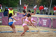 Deutsch: Beachhandball bei den Olympischen Jugendspielen 2018; Tag 5, 10. November 2018; Mädchen, Platzierungsrunde - Mauritius-Hongkong 0:2 English: Beach handball at the 2018 Summer Youth Olympics at 11 October 2018 – Girls Consolation Round – Mauritius-Hong Kong 0:2