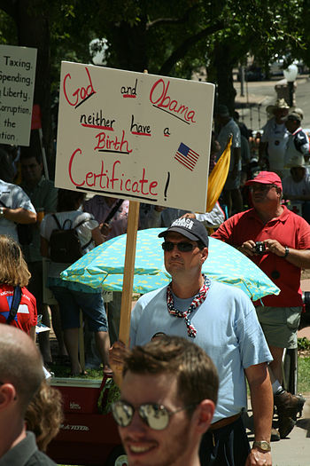 Anti-Obama protester at an Austin, Te...