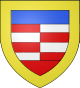 Blason corrigé : Fascé et contre-fascé de quatre pièces de gueules et d’argent au chef d’azur, à la champagne de gueules, l’écu bordé d’or.