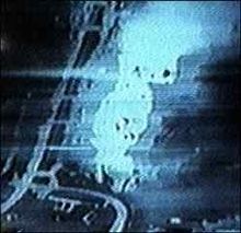 Image taken by a US aircraft upon hitting a Bosnian Serb target Bombing republika srpska.jpg