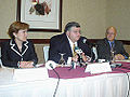 María Antonieta Bonilla (left), Agustín Carstens and Lizardo Sosa (right)