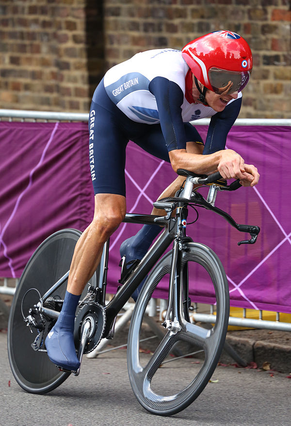 Winner Bradley Wiggins as he approached Bushy Park, 2 km from the finish line.