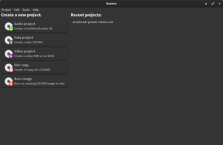 <span class="mw-page-title-main">Brasero (software)</span> Open-source disc-burning GUI front-end