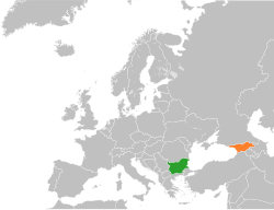 Карта, показваща местоположенията на България и Грузия