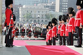 Members of the Prince of Wales Company, CGG during the funeral of Smokey Smith in Ottawa in 2005. Canadian Grenadier Guards, Ottawa.jpg