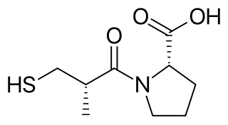 <span class="mw-page-title-main">Captopril</span> Antihypertensive drug of the ACE inhibitor class