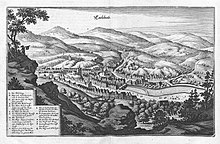 Karlovy Vary, 1650; engraving by Matthäus Merian