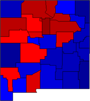 Kaart met resultaten van de Amerikaanse presidentsverkiezingen van 2016, per County, New Mexico