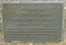 A Trail of Death marker is in Catlin, Illinois. Catlin Illinois Trail of Death marker (cropped).png