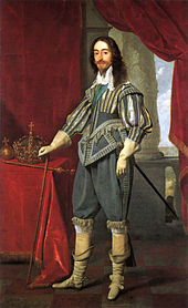 Charles I with long, natural hair, by Daniel Mytens c. 1631. Charles I by Daniel Mytens.jpg