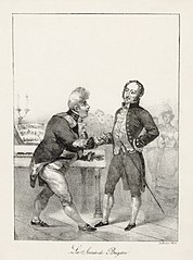 Image 18George IV greeting Gioachino Rossini, by Charles Motte (restored by Adam Cuerden) (from Wikipedia:Featured pictures/Culture, entertainment, and lifestyle/Theatre)