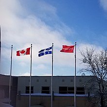 Drapeau de Chibougamau, situé près de l'Hôtel de Ville.