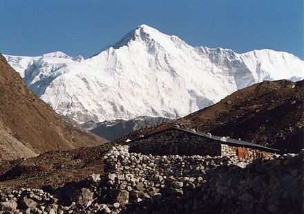 The summit of Cho Oyu, as seen from Gokyo.