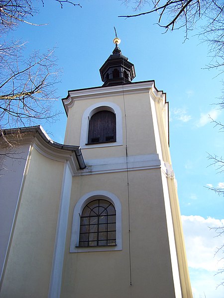 File:Chuchle, kostel sv. Jana Nepomuckého, věž.jpg