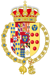 Coat of arms of Carlos Maria of Bourbon-Two Sicilies (External Ornaments as Infante of Spain).svg