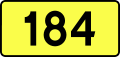 English: Sign of DW 184 with oficial font Drogowskaz and adequate dimensions.