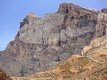 Folded Helvetic nappe rock layers at Dent de Morcles, Switzerland Dent de Morcles S.jpg