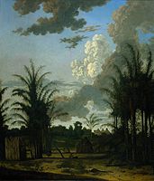 Plantation in Suriname. 1707. oil on canvas medium QS:P186,Q296955;P186,Q12321255,P518,Q861259 . 52.5 × 45.5 cm. Amsterdam, Rijksmuseum. Inventory number SK-A-4075.