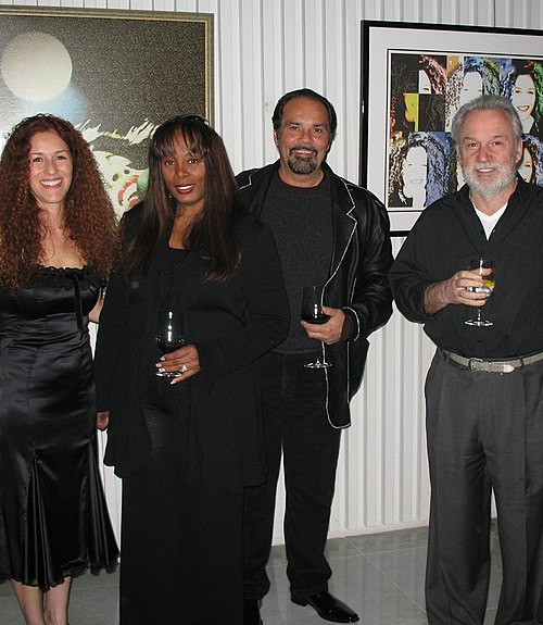 Moroder with his longtime collaborator Donna Summer and her husband Bruce Sudano. On the left is Moroder's wife Francisca Gutierrez.