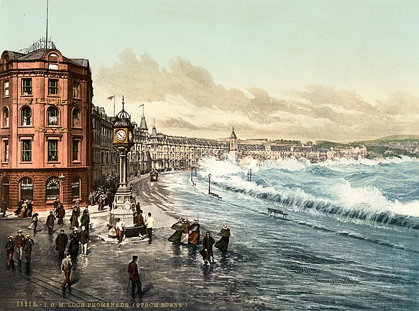 Photochrom of Loch Promenade during a storm, 1890s