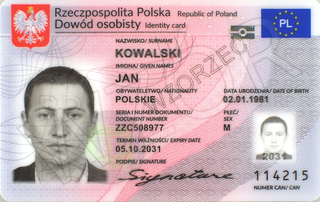 <span class="mw-page-title-main">Polish identity card</span> National identity card of Poland