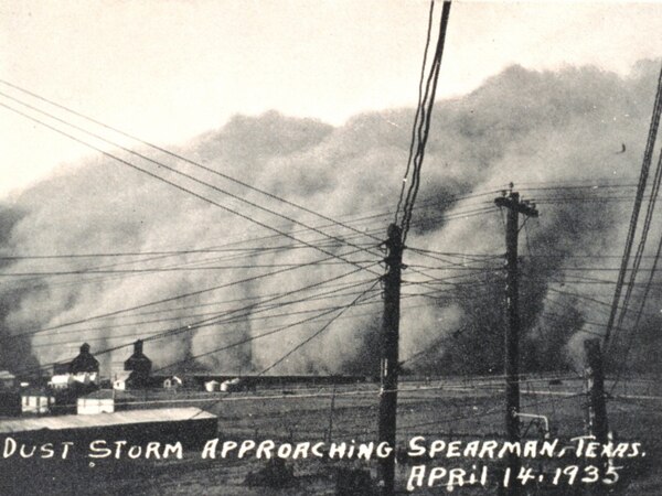 A dust storm; Spearman, Texas, April 14, 1935