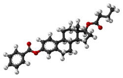 Estradiol benzoat butirat molekulasi ball.png