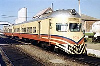 Coche motor en Cañuelas en 1990, bajo Ferrocarriles Argentinos
