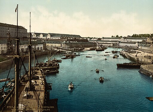 Flickr - …trialsanderrors - Port Militaire from swing bridge, Brest, France, ca. 1895