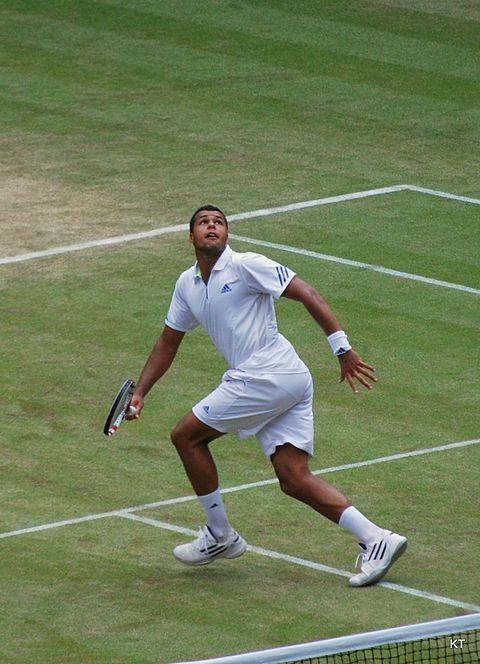Tsonga at the 2011 Wimbledon Championships, where he reached the semifinals for the first time.