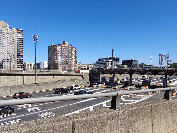 Looking northeast over highways to GWB