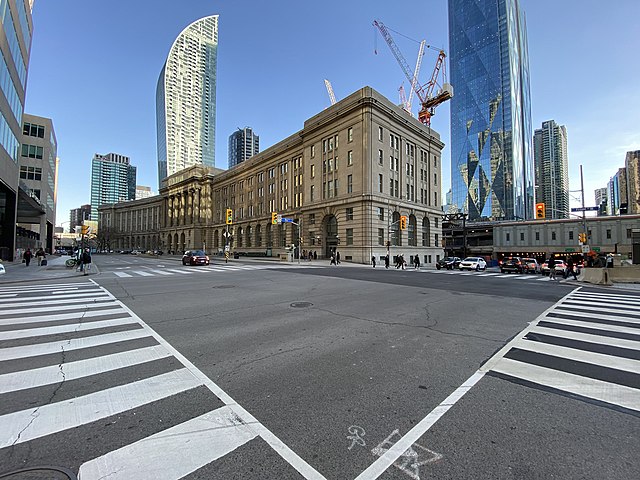 Front and Bay streets, with Dominion Public Building in background