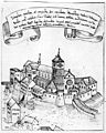 Alte Klosteranlage Weingarten vor den baulichen Veränderungen des Jahres 1578, aus: Württembergische Landesbibliothek, HB V 5 fol 616r