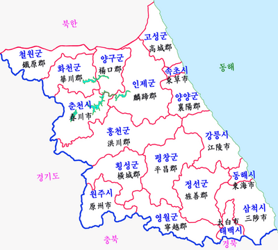 Location map Gangwon Province (South)